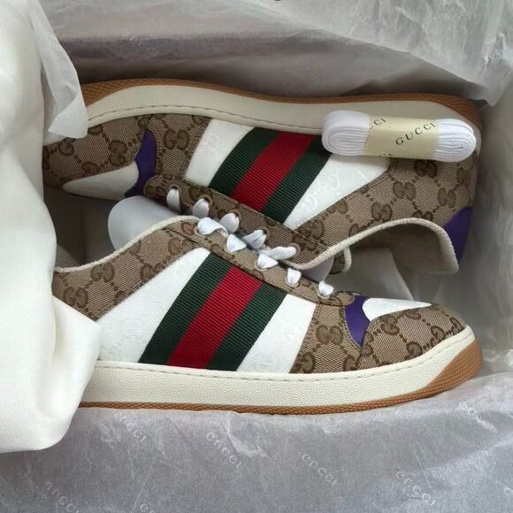 Gucci Screener Sneaker 'Beige Purple' - Picture 2 of 5